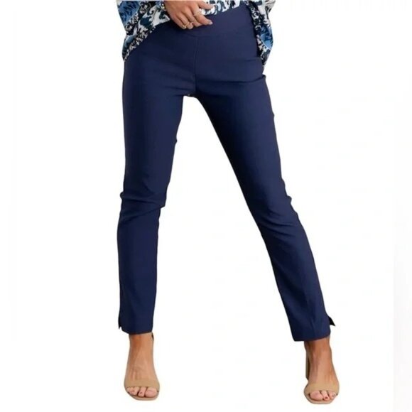 NWT Tribal Flatten It Tummy Control Ankle Pants Navy Lightweight Size 12 - Picture 1 of 11